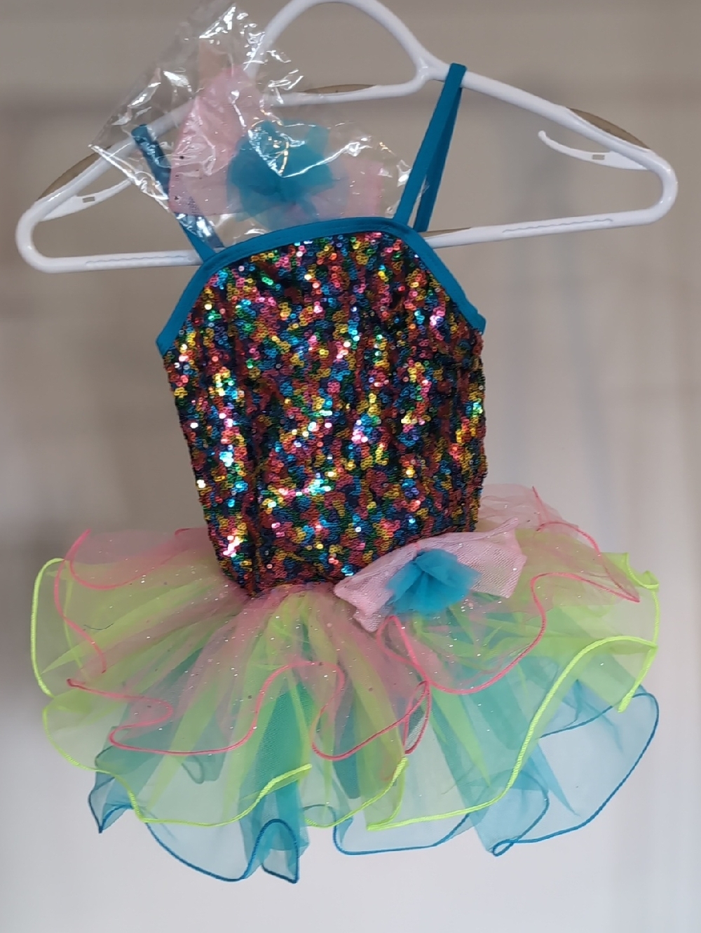 Girls Multicolor Sequin Tutu Costume Dress - Bright Rainbow